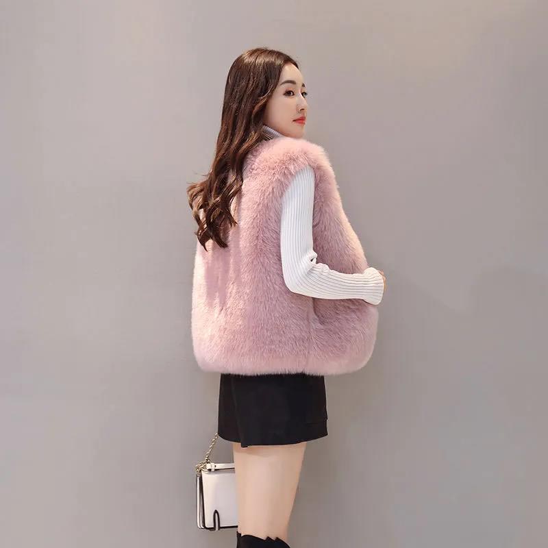 Women's Fur Vest Autumn and Winter Short Fox Fur Thin Warm Coat