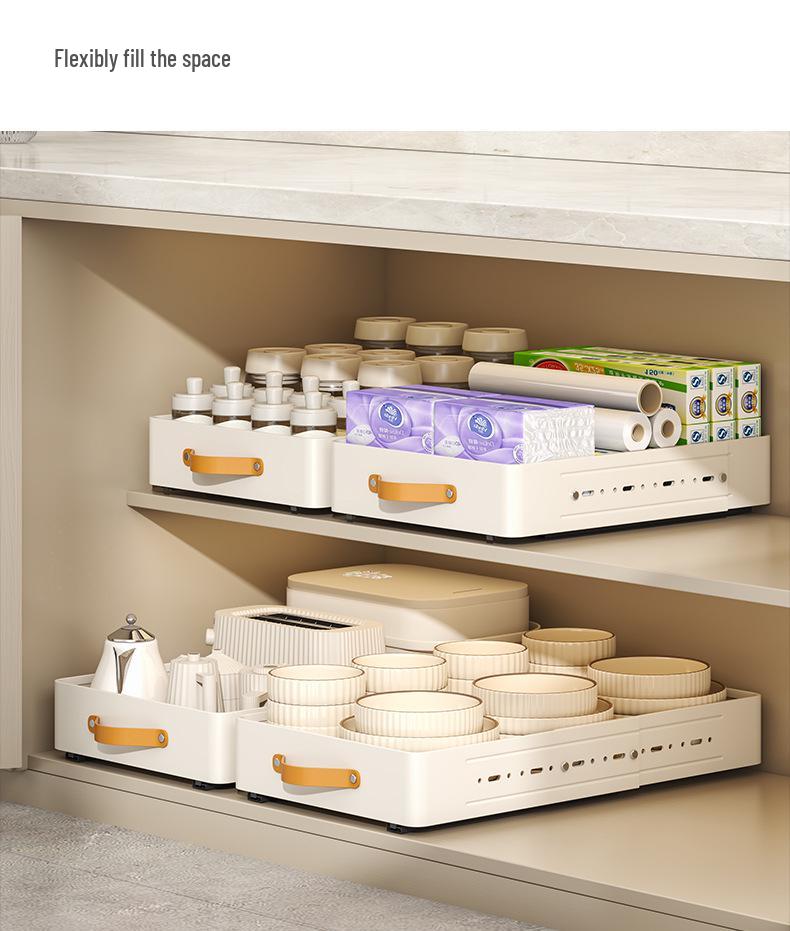 Under-Sink Pull-Out Kitchen Storage Rack and Spice Organizer