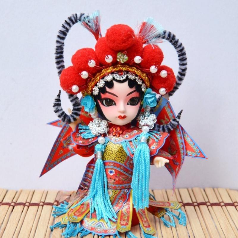 Chinese Peking Opera Mask Doll Opera Character Decoration Silk Doll Chinese Handmade Decorative Gifts Shop Decoration Doll