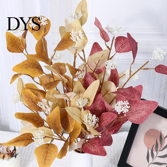 Artificial Greenery Decor Eucalyptus Leaf Branch 3 Fork Realistic Reusable Faux Green Centerpiece Plants Home Table Wedding Decoration Photo Props