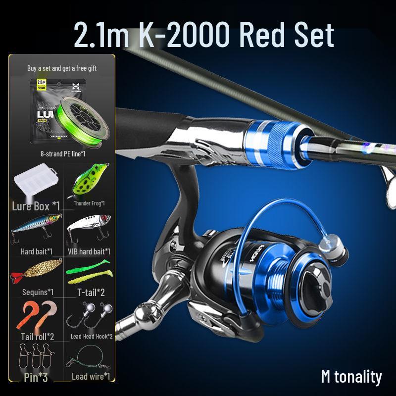 Hasda Carbon Fishing Rod & Reel Set - Straight Handle, Long Cast Metal Spinning Reel, Ideal for Beginners
