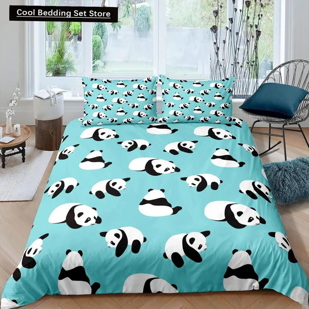 Panda King Full Bedidng Set Kids Romantic Bedding Set Cartoon Animal Duvet Cover Bicycle Balloon Dragonfly Polyester Quilt Cover