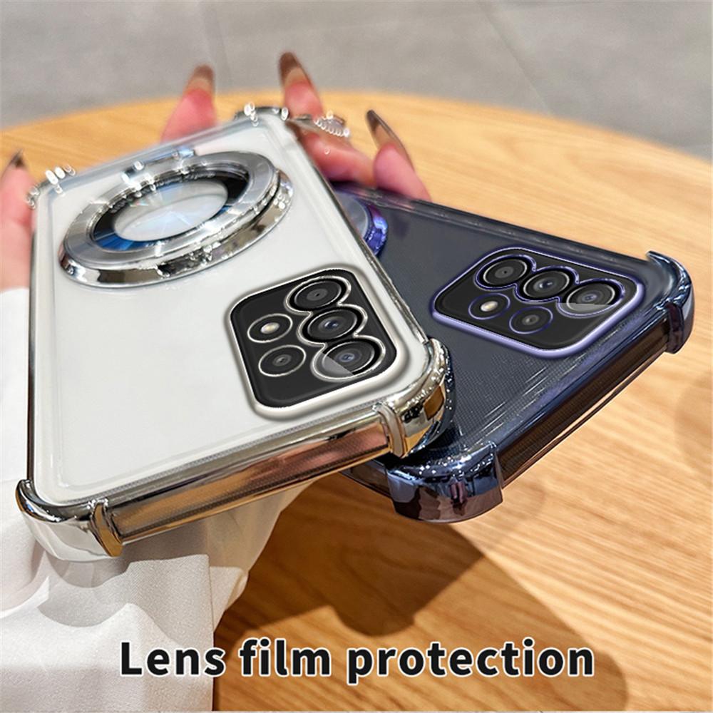 Transparent Plating Magnetic Bracket Phone Case For Samsung A13 A23 A33 A53 A73 A12 A22 A32 A52 A03 A52S Shockproof Soft Cover