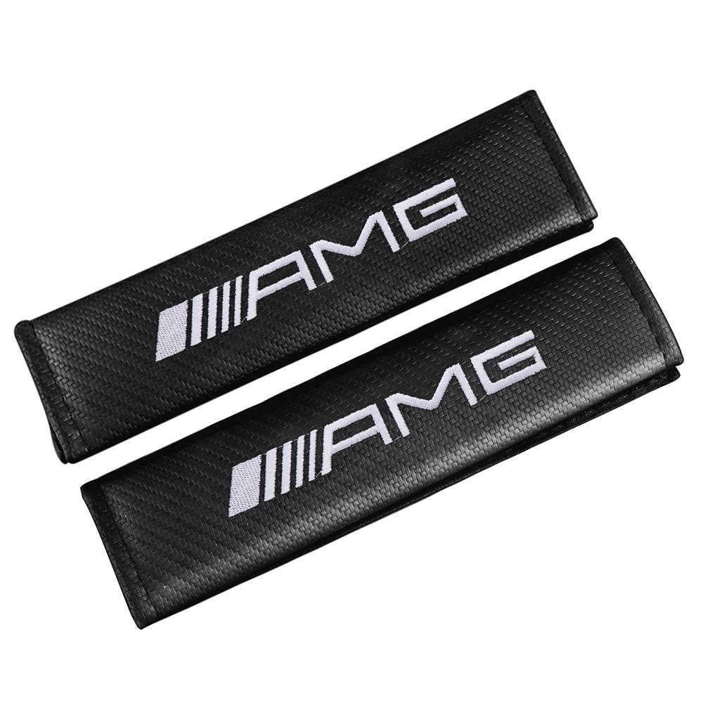 TFSM4 Car Seat Belt Cover Carbon Fiber Shoulder Protection Pads For Mercedes Benz A C E S Class W205 W204 W203 W212 W172 W211 W213 AMG