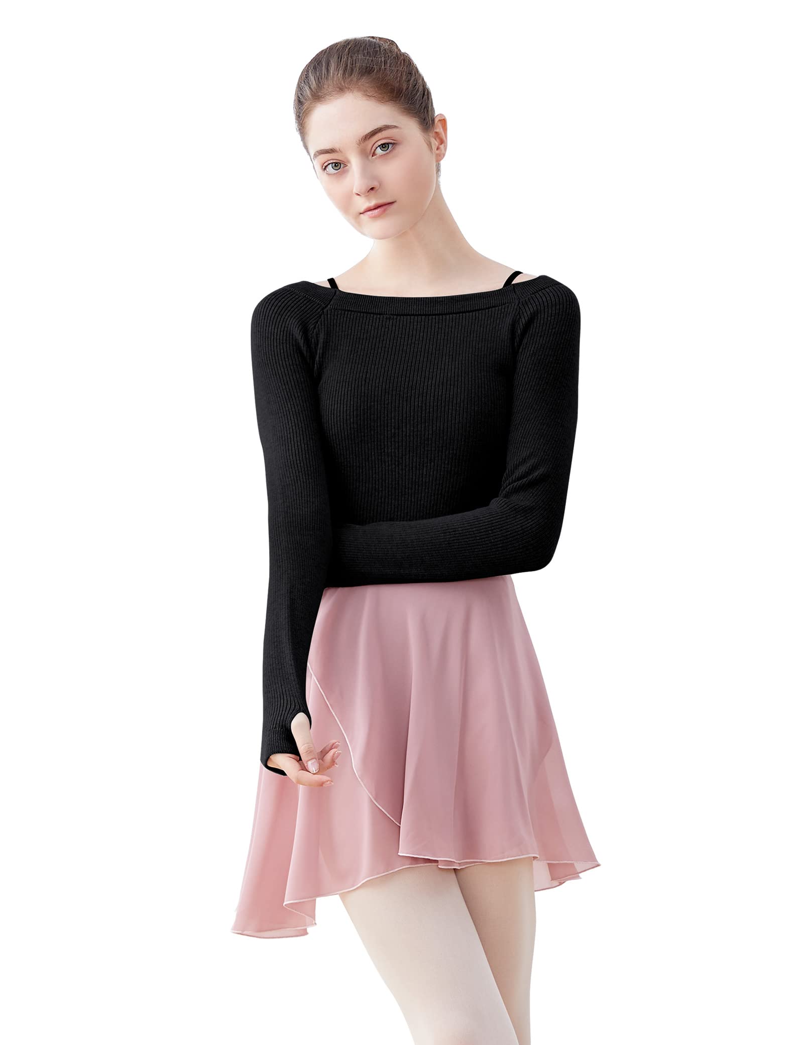 

Daydance Взрослый Балет Балетный Танец Балетный Свитер-Пуловер с Запахом для Размера L Свитер, Женский Свитер для Разминки, Леотарды, Черный,