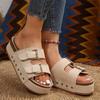 Large Platform Birkenstock Sandals Spring/Summer New Metal Buckle Beach Shoes