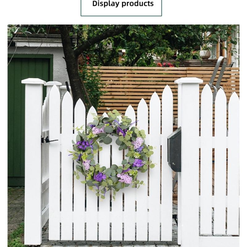 Purpler Flower Wreath Artificial Summer Wreath for Front Door Farmhouse Wedding Garden Indoor and Outdoor Decorations