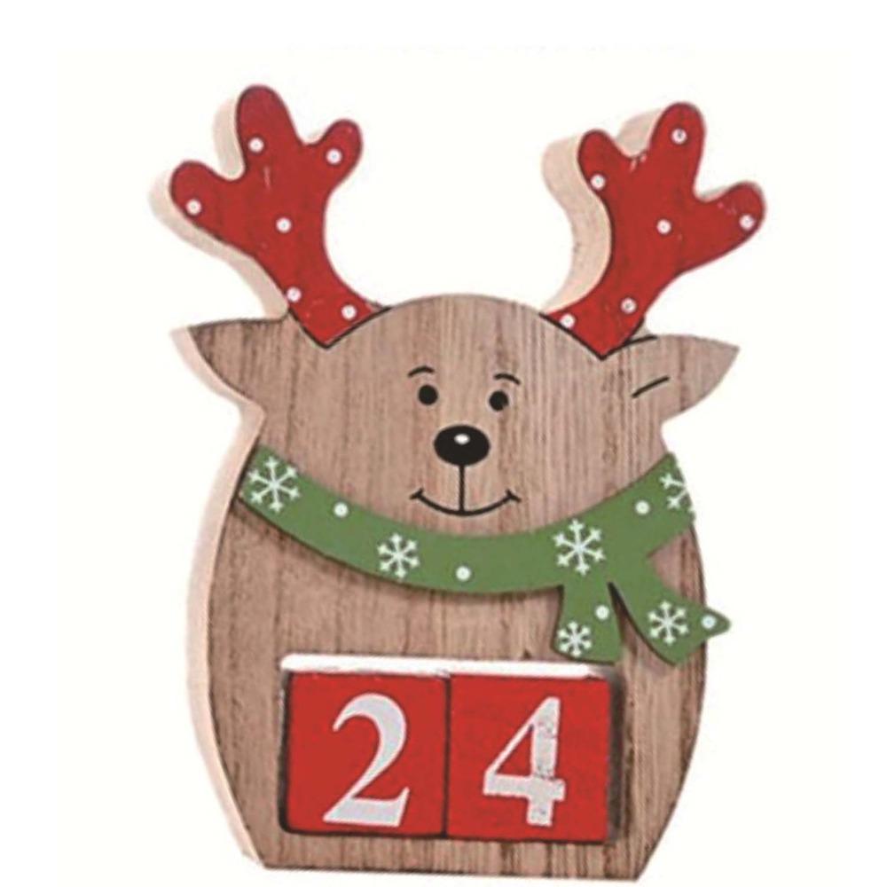 

Wood Elk Advent Calendar DIY Christmas Desktop Ornaments Christmas Countdown Calendar New Year Style D