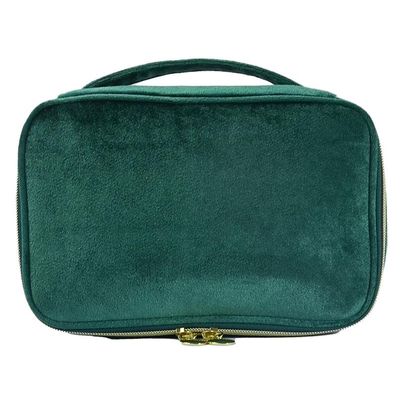 Velvet Cosmetics Bag Top Handle Travel Large Capacity Brushes Suede Makeup Vanity Case Custom Initials Name Gift