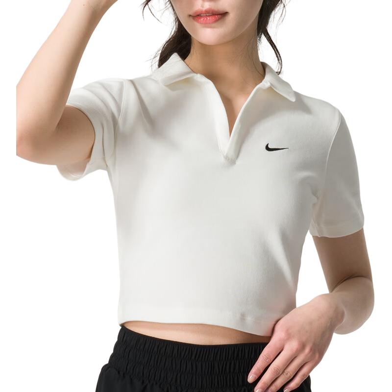 Nike Sportswear Essential Women's Short-sleeve Polo Top 'Sail/Black' DV7885-133