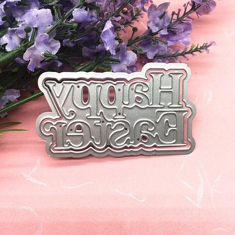 

Металлический трафарет с надписью «Счастливая Пасха», тиснение, штампы для DIY, бумажные штампы для скрапбукинга, тиснение карт, ремесленный декор серебряный