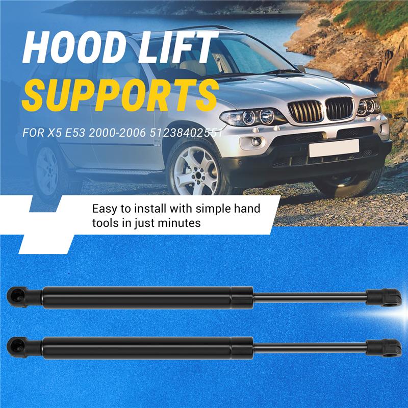 A59X-2Pcs Car Gas Lift Supports Hoods Struts Shock Front Bonnet Boot For BMW-X5 E53 2000-2006 51238402551