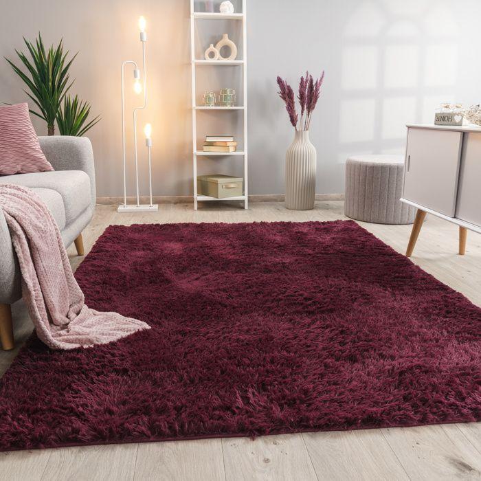 Paco Home Tapis Poils Longs Salon Shaggy Fausse Fourrure Fourrure Moelleux Violet Lilas 160x220 cm