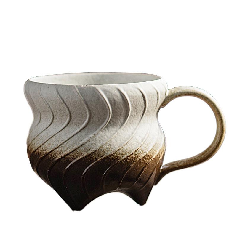 Coarse Pottery Coffee Cup Creative Thread Ceramic Retro Mug Handmade Kiln Cup Household