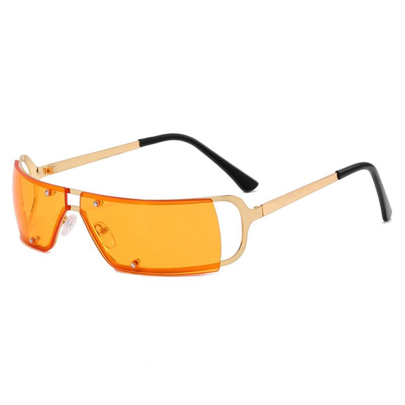 Oval Y2K Sunglasses 2023 New Futuristic Metal Sunglasses Young Girl Sunglasses Men Brand Designer Cyberpunk Shadow Eyeglasses only 1pcs sunglasses