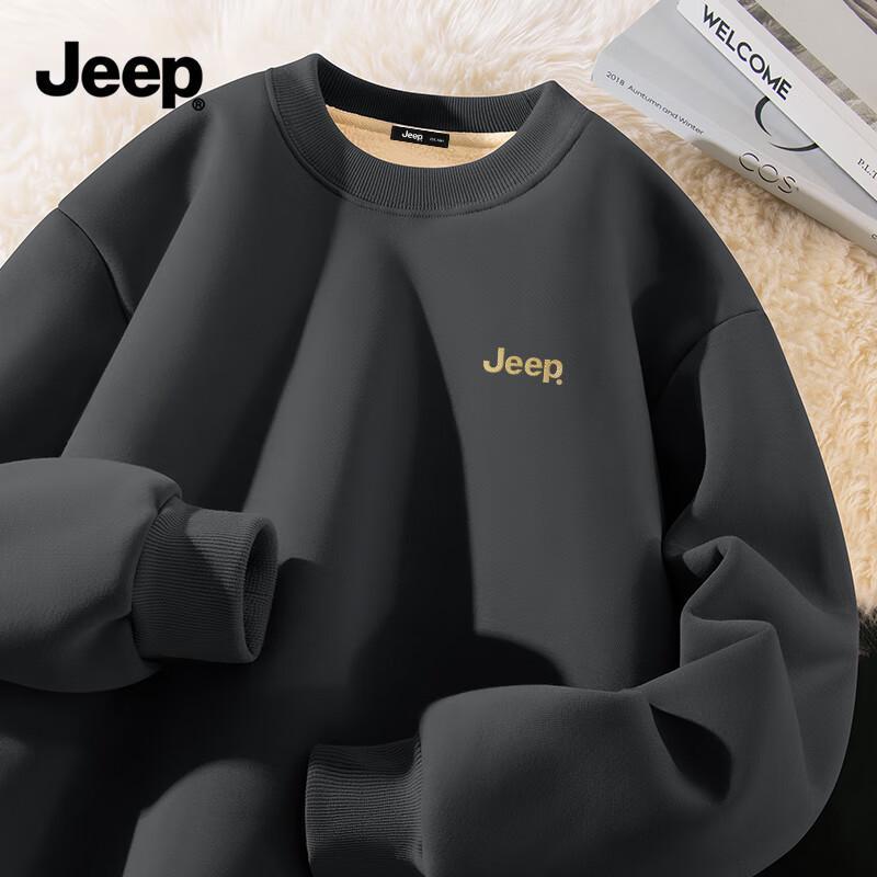 JEEP Men s Fleece-lined Gold Logo Crewneck Sweatshirt XL
