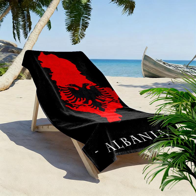 Toalla de Playa Estampada de la República de Albania, Toalla Grande Suave de Secado Rápido para Playa, Camping, Natación