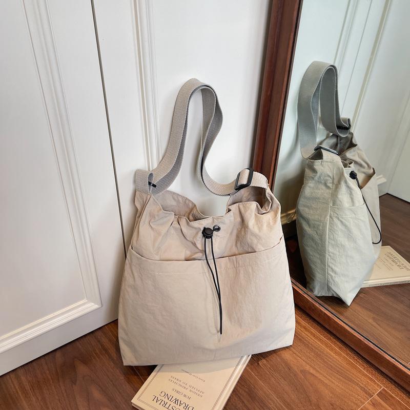 

Уличная дорожная плечевая сумка большой вместимости женская японская повседневная сумка-тоут на шнурке, простая сумка-мессенджер для студентов хаки