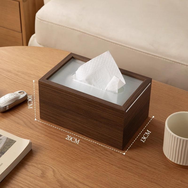 Wooden Tissue Boxes Living Room Desktop Tissue Box Restaurant Napkin Storage Box Multi-functional Home Organization Accessories