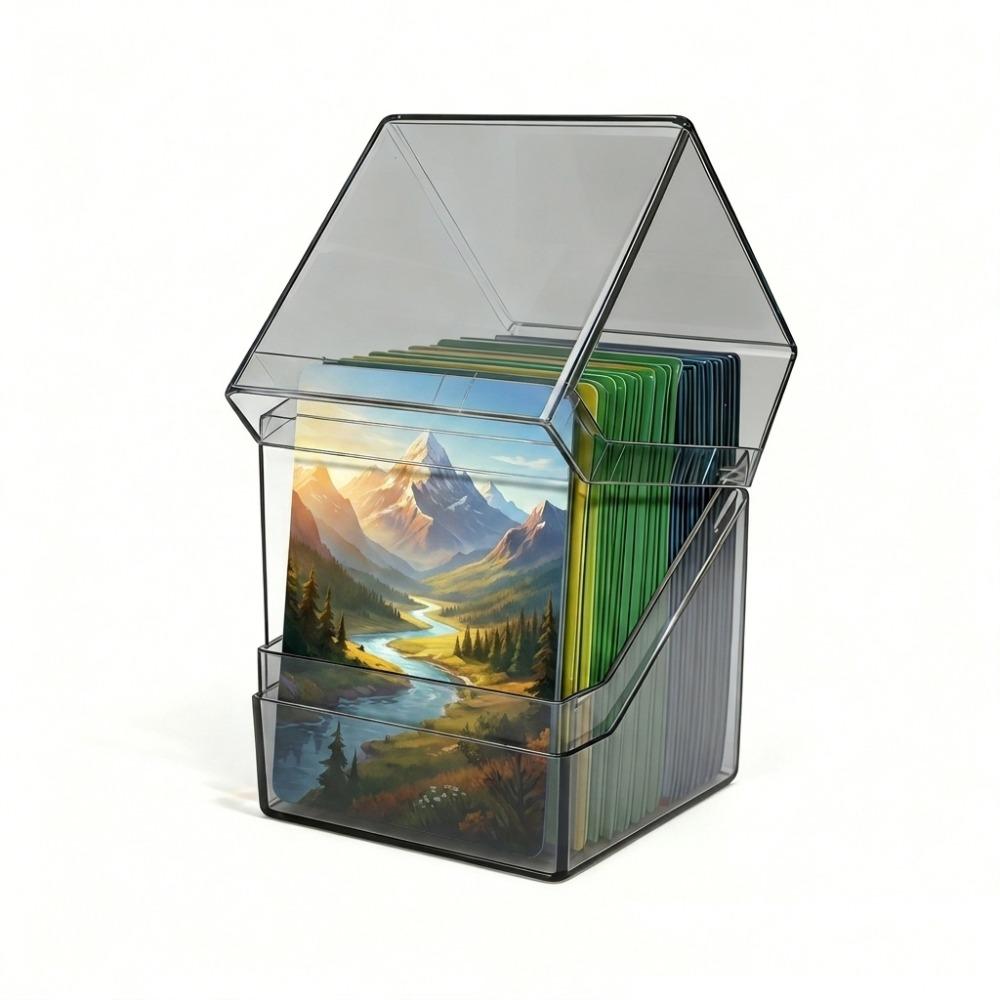 Acrylic Card Storage Box 100PCS Capacity Card Display Box Home Organization