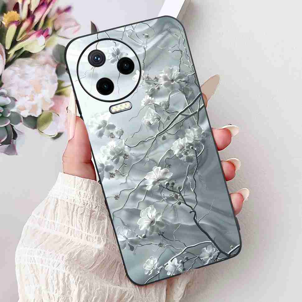 

For Infinix Note 12 Pro 4G X676B Case Cherry Fashion Flower Soft Silicone TPU Black Cover For Infinix Note 12Pro 6.7 Shell Capa Note 12 Pro 4G