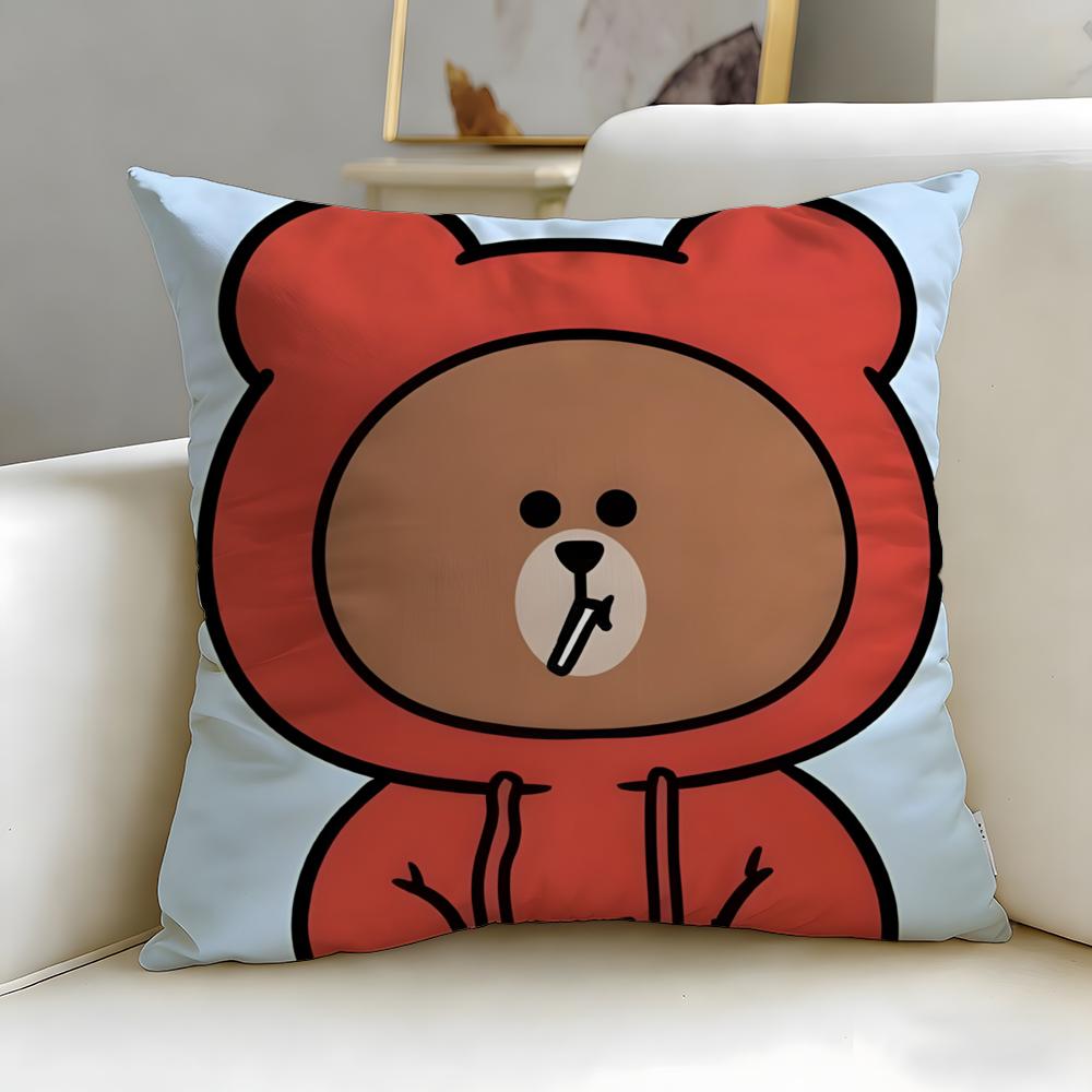 classic cartoon Cartoon Bear Cushion Cover Soft  EasyWash Pillow Case  Versatile for Couch Bed Travel and Office