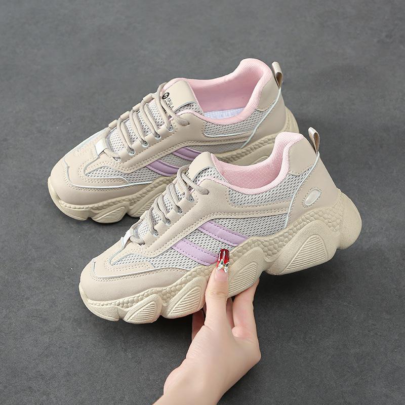 Thick Bottom New Height Increasing White Casual Sports Spring and Autumn Round Head Versatile Sports Shoes