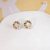 Summer Fresh Flower Rhinestone Stud Earrings: Cute, Exquisite, Versatile Diamond Wreath Design