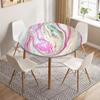 Marble Round Tablecloth Waterproof Elastic Dining Table Decoration Accessories Classic Style Home Kitchen Dining Room Decoration