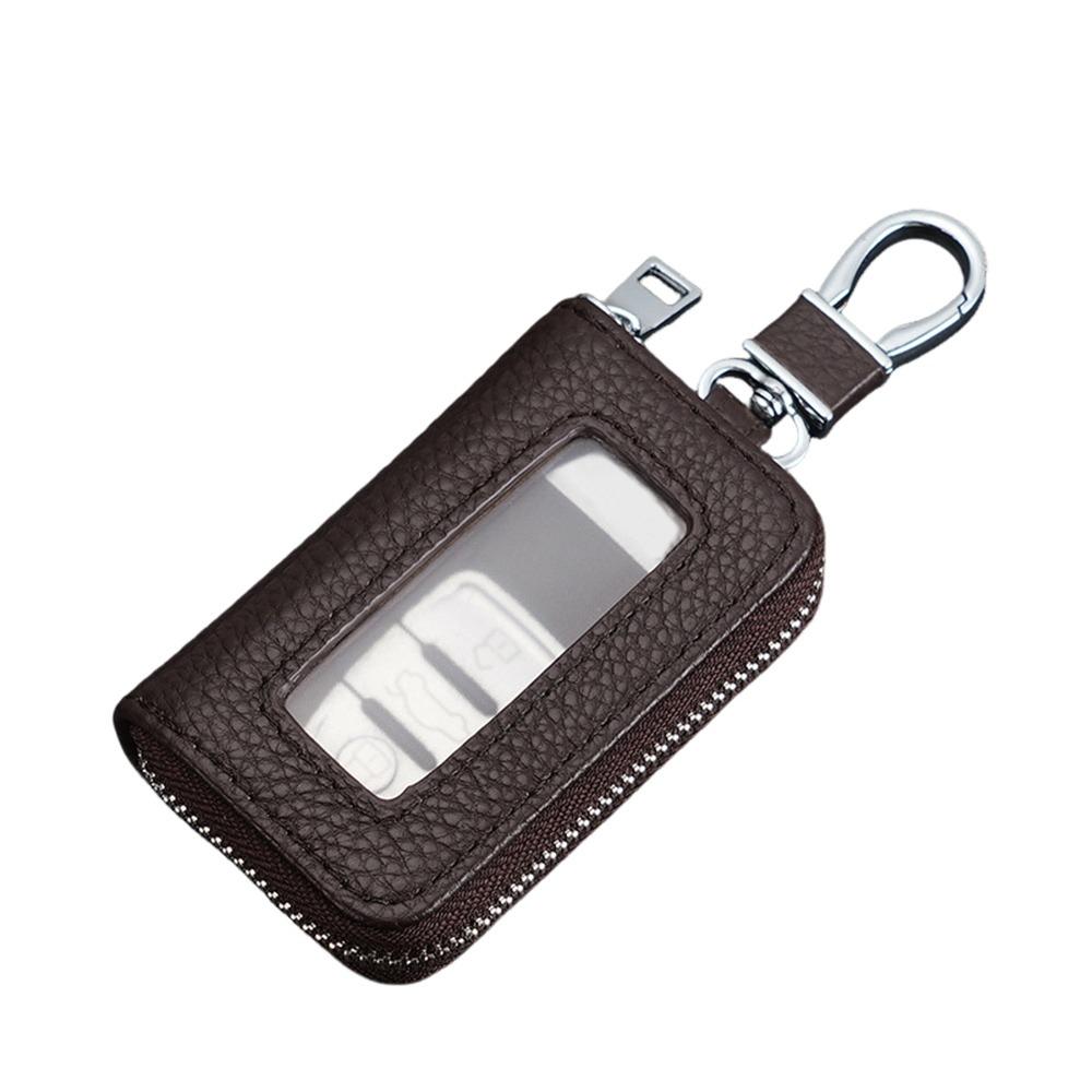 Universal Leather Car Key Bags Zipper Classic Key Pouch Hook Keychain Holder Men Women