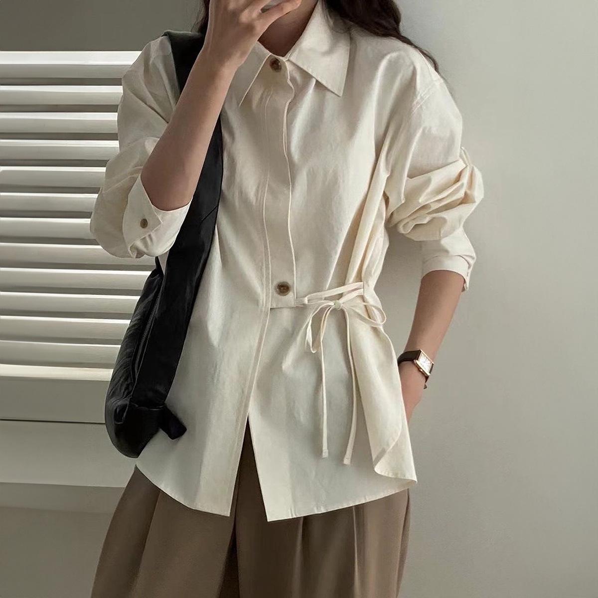 

Kai Kuo Women s Versatile Solid Color Long-Sleeve Shirt for 2026 Autumn/Winter Europe & USA Casual Holiday Collection Extra Large хаки