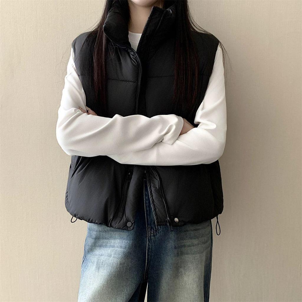 2025 Trendy Korean Sleeveless Cotton Waistcoat for Plus-Size Women - Autumn/Winter Style