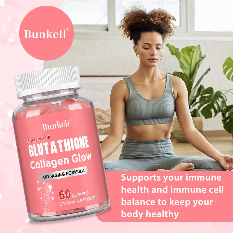 Glutathione Collagen Dietary Supplement, With Vitamin B6, C, D, E, 60 Gummies Per Bottle