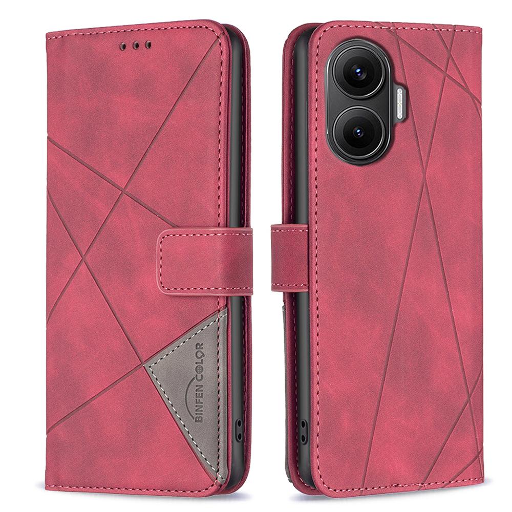 BINFEN COLOR Pro Xiaomi Poco F7 5G/Redmi Turbo 4 Pro 5G Pouzdro na telefon Peněženka Stojánek Geometricky potištěný Kožený kryt