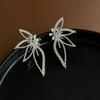 1 Pair Women Exaggerated Cubic Zirconia Maple Leaf Stud Earrings Statement Luxury Shining Earrings Fashion Accessories Jewelry Gift