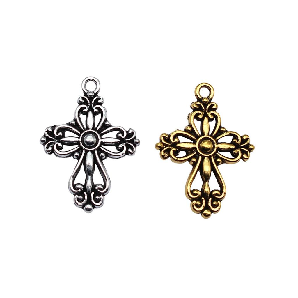 Vintage Cross Charms Multi Color Alloy Pendants For Religious Christian Jewelry