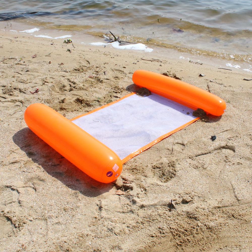 Outdoor Inflatable Striped Floating Pool Lounger - Single Person Foldable Hammock