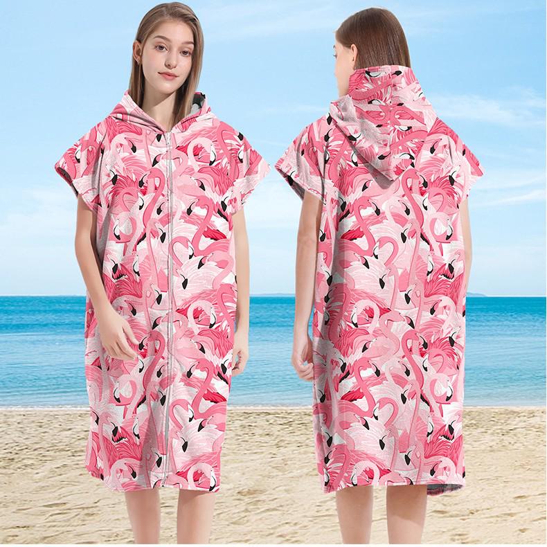 Microfiber Quick-Dry Hooded Beach Poncho Bathrobe for Adults