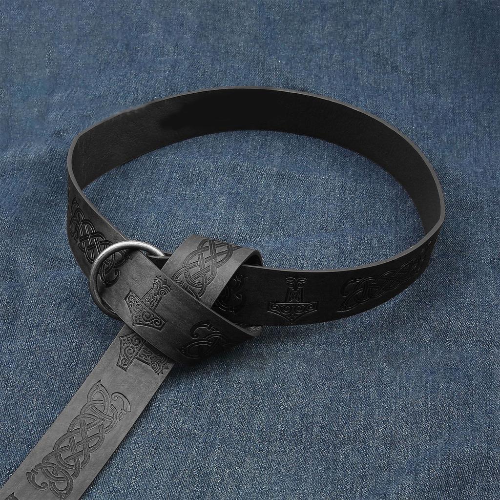 Medieval Waistband Vintage Cosplay Embossing Belt for Men Cosplay Supplies PU Waistband for Photoshoots and Stage