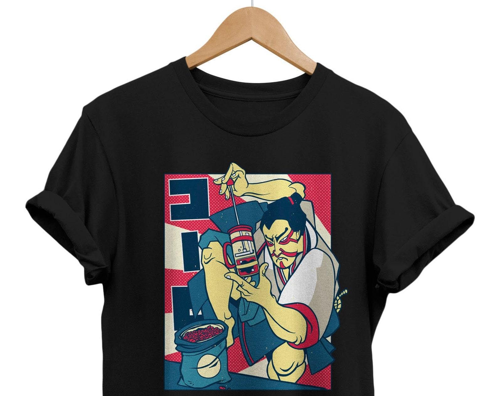 Coffee Samurai T-Shirt, Japanese Anime Graphic Tee, Edgy Streetwear L