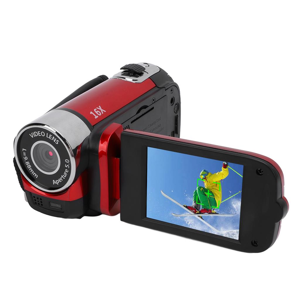 Video Camera with 2.4 Inch Color Screen Fill Light 16MP 1080P 16X Digital Zoom Anti Shake Loop Video Recording