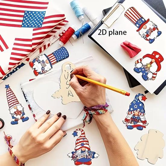 4th of July Patriotic Gnome Ornaments Independence Day Red White Blue Gnome Hanging Decorations for Memorial Day Tree Home Party Decor