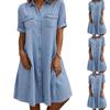 2026 Trendy Five-Sleeve European American Denim Plus Size Slimming Dress