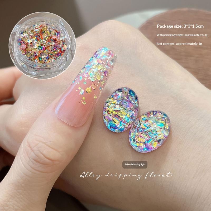 1/3 Jar Sparkly Holographic Iridescent Nail Art Glitter Sequins Irregular Sequins Shiny Manicure Nail Art Salon Nail Tool