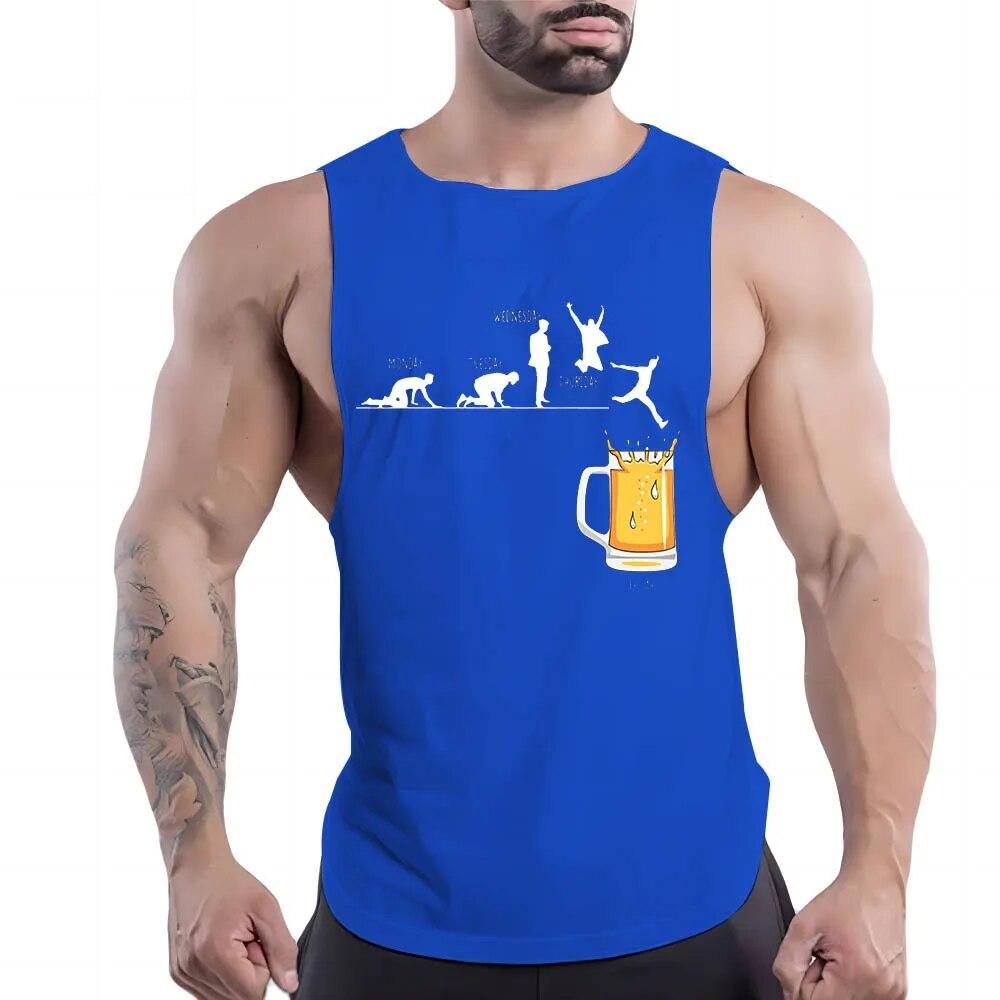 Pánská ležérní sportovní vesta Four Seasons s kulatým výstřihem, kreativní grafikou, 2D potiskem, jednoduchá móda, prodyšné tílko bez rukávů