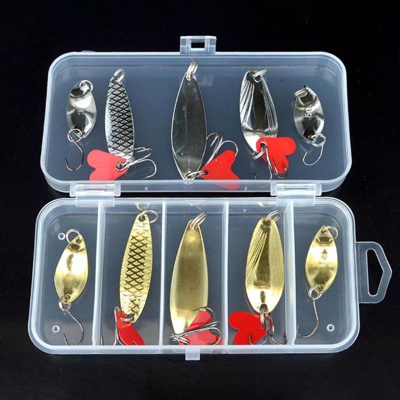 10pcs Fishing Spoons Metal Lures with Hook Tackle Box Hard Fishing Lures Fishing Baits for Trout Spinner Baits