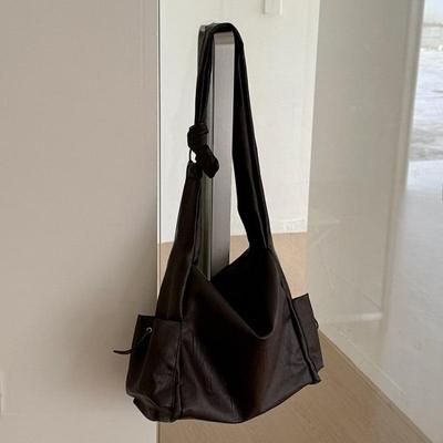 Duża Torba Tote z Teksturą Miękkiej Skóry w Stylu Retro i Swobodnym, do Codziennego Użytku, Jednoramienna, Krzyżowa