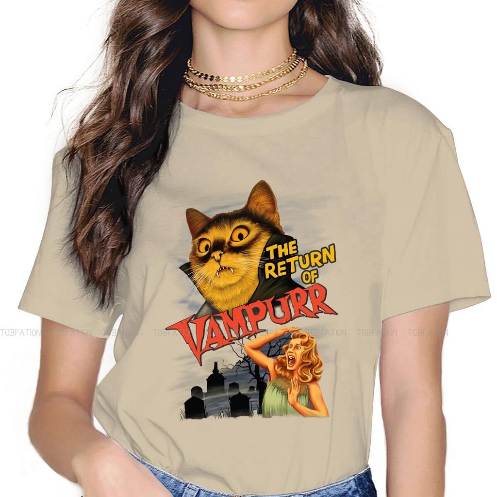 Cat Women Tshirt The Return Of Vampurr Girls Basic Tops 5xl Cotton Female T Shirt Funny Hipster Gift