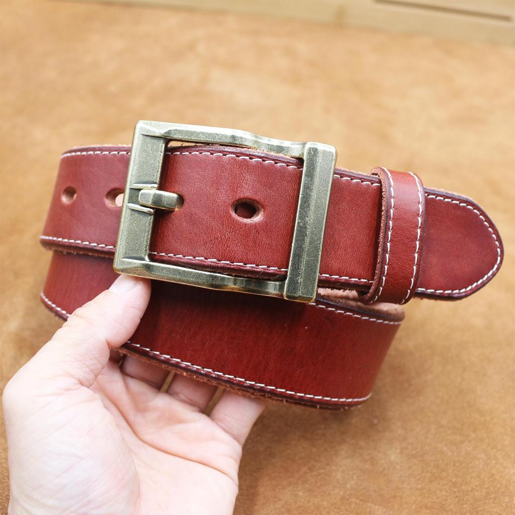 Men's Retro Hand-Stitched Washed Leather Belt - 100% Top Layer Cowhide, Business Casual, Creative Design