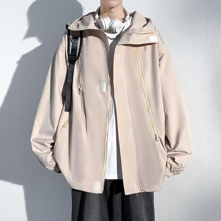 New Hong Kong Style Loose Hooded Jacket Men Spring Autumn Casual Long Sleeve Large Size Versatile Top